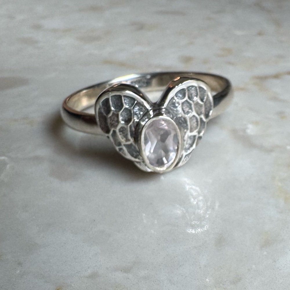 NWOT Sundance Hopeful Heart Ring, White Topaz, Sterling Silver